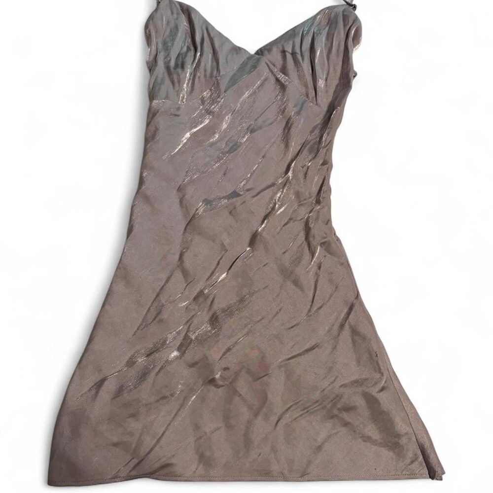 H&M gray mini dress with silver metallic stripes #minidress #metallic